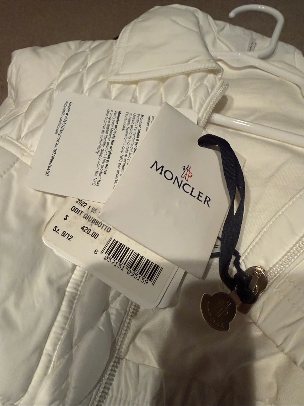Moncler Kids Cream Quilted Cropped Puffer Jacket